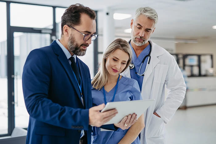 Healthcare professionals meeting to improve patient care